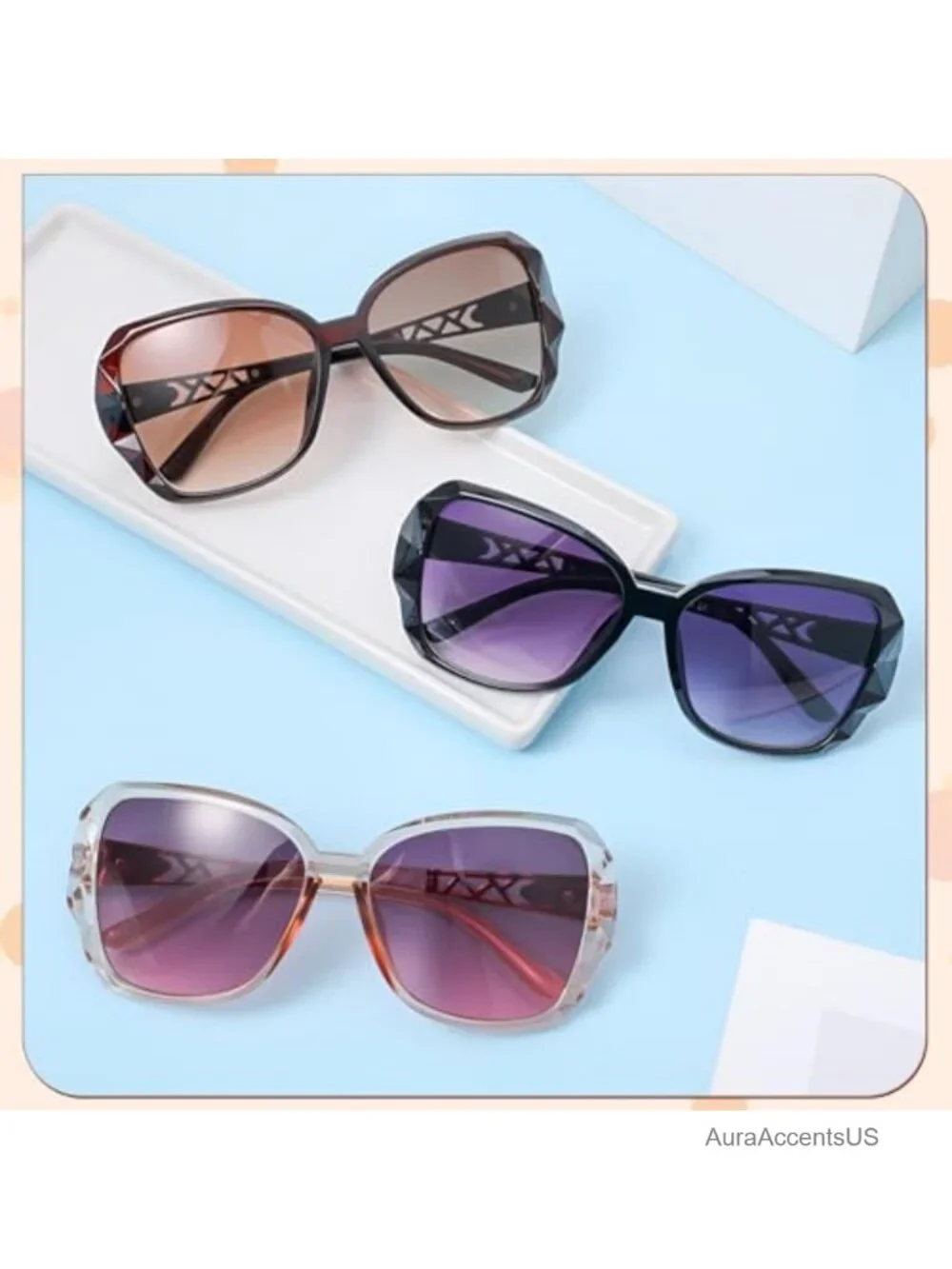 Oversized UV400 Protection Sunglasses Classic Bling Frame